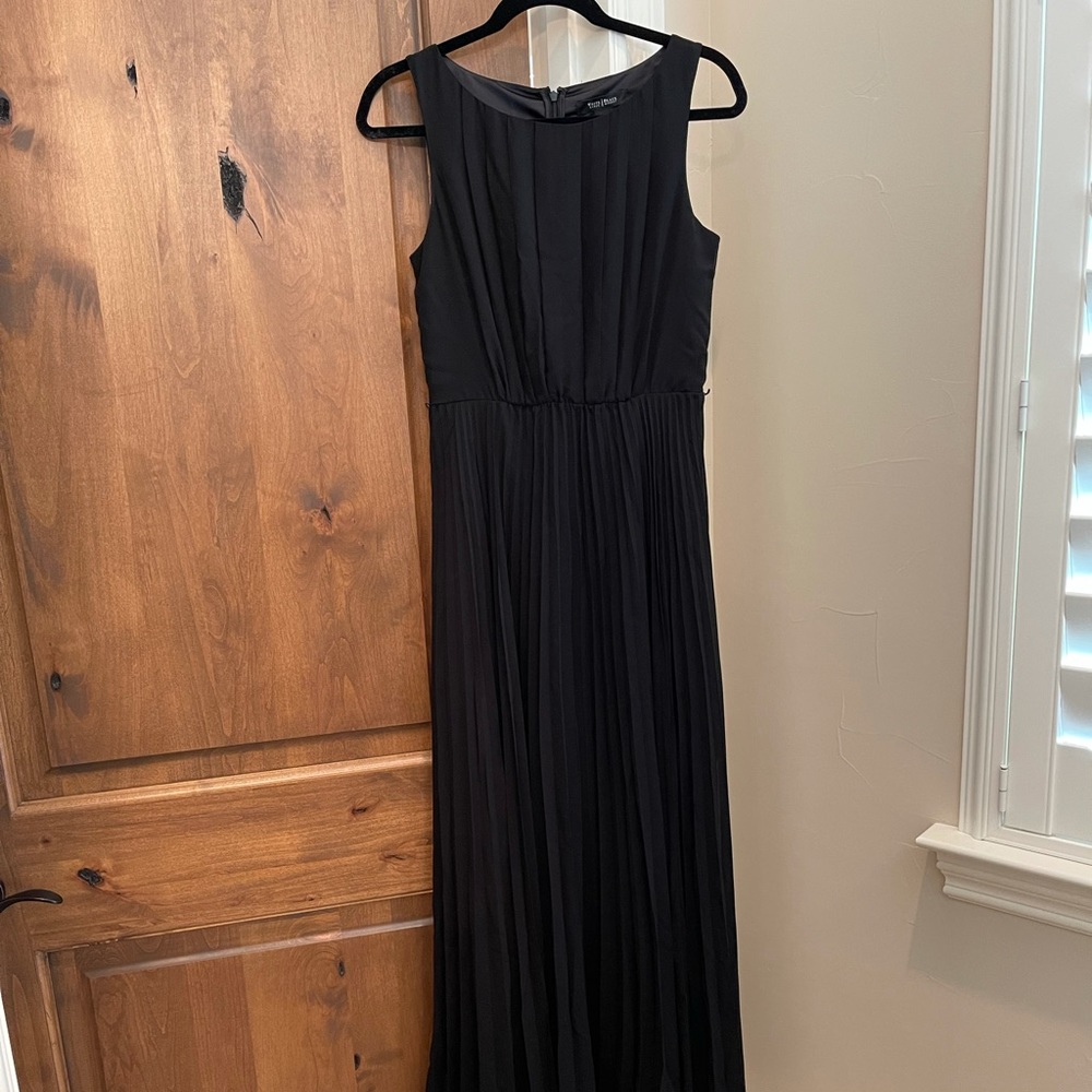 WHBM Pleated Black Maxi Dress Sz 4 NWT